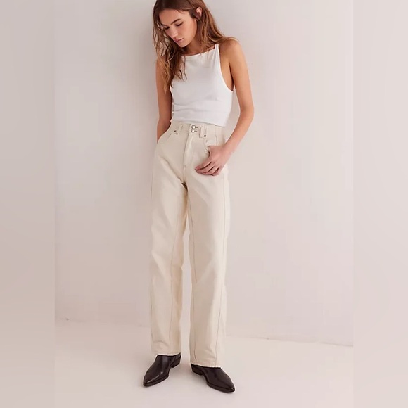 Free People aster straight leg jeans in ecru-White - Picture 4 of 8